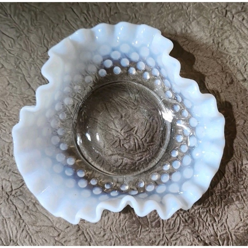 Fenton Art Glass Hobnail Ruffled Edge Candy Dish